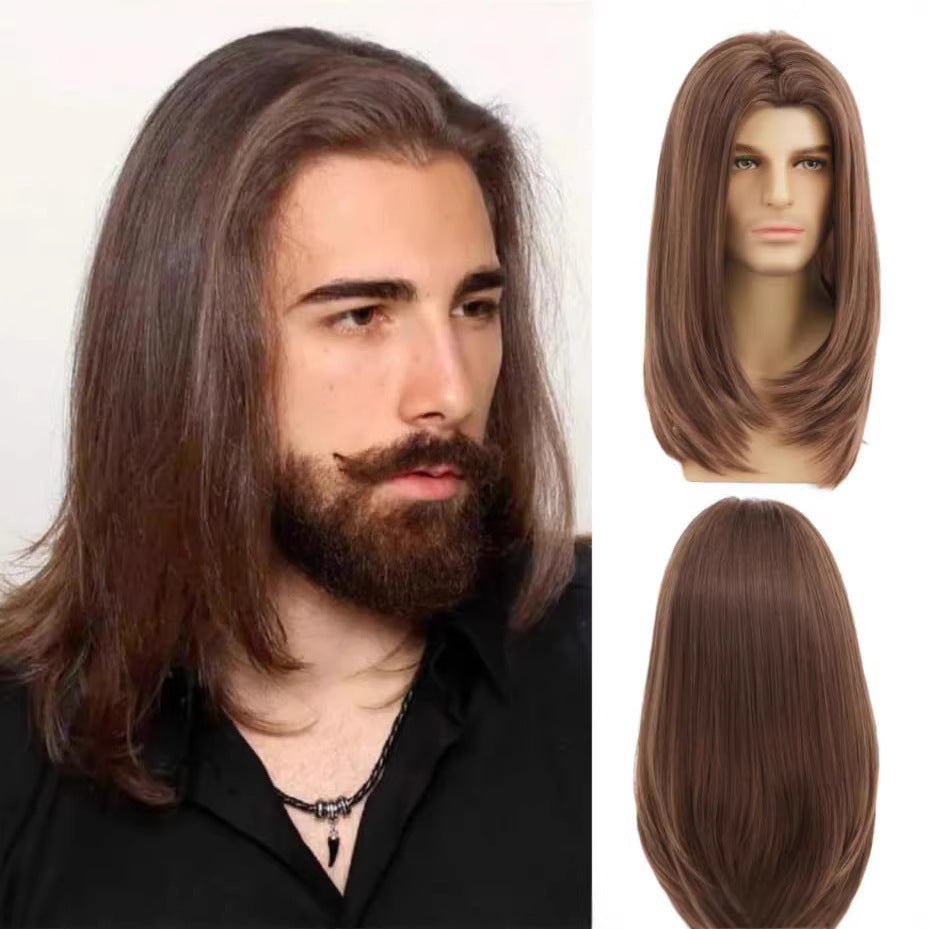 Men's Handsome Hair Mid-length Straight High Temperature Chemical Cos Wig