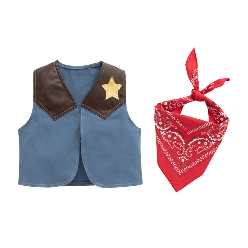 Children's Western Denim Festival Clothes Role Performance Set With Children's Suit