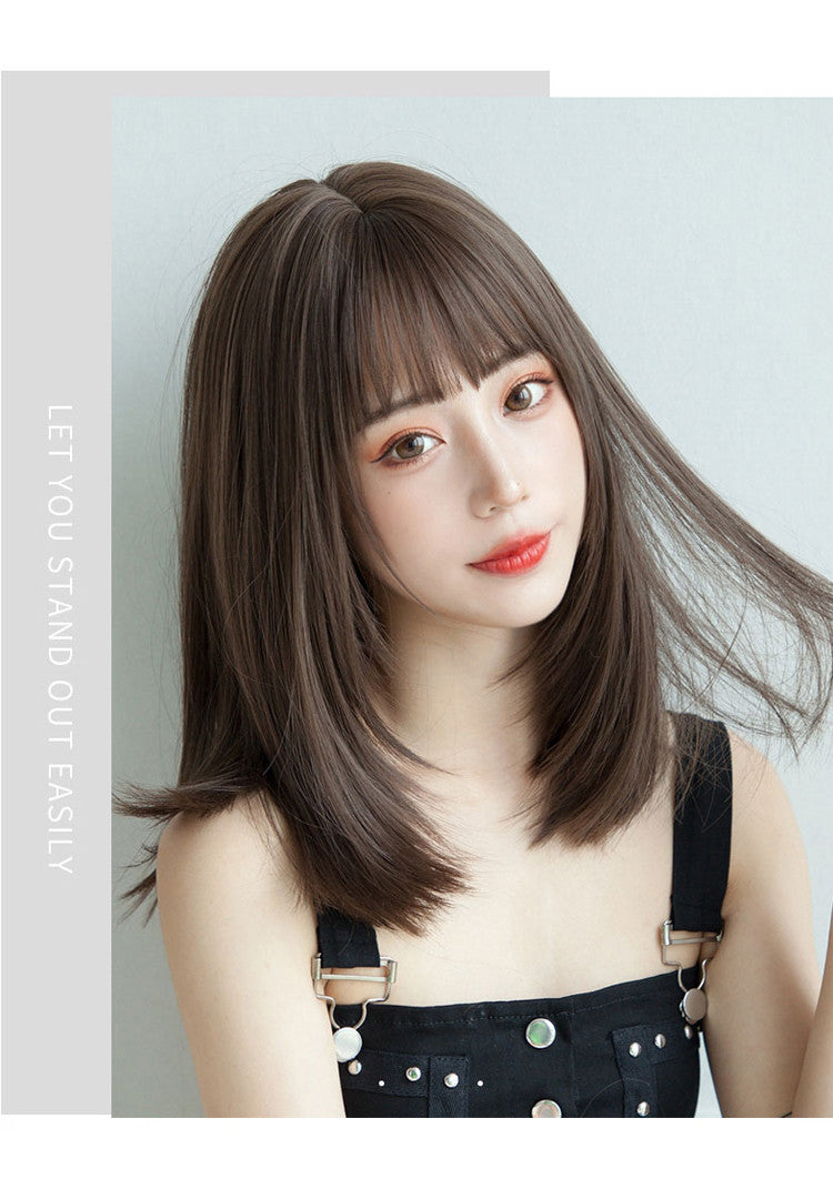 Collarbone Length Haircut Medium Long Female Wig Short Curly Hair