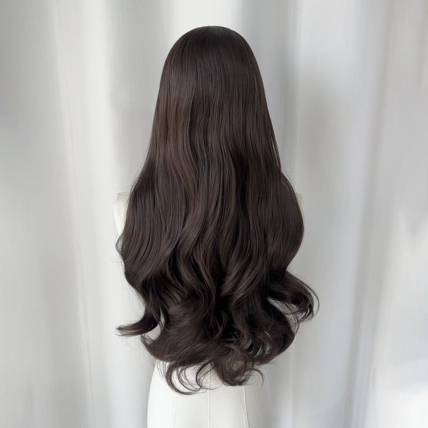 Brown Hand Crochet Forehead Lace Female Comic Long Straight Wig