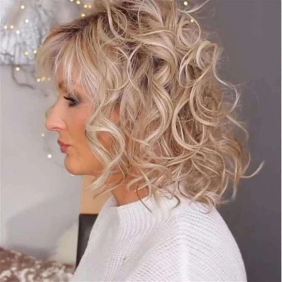 Stylish Women's Light Golden Synthetic Wigs Wig Short Curly Hair