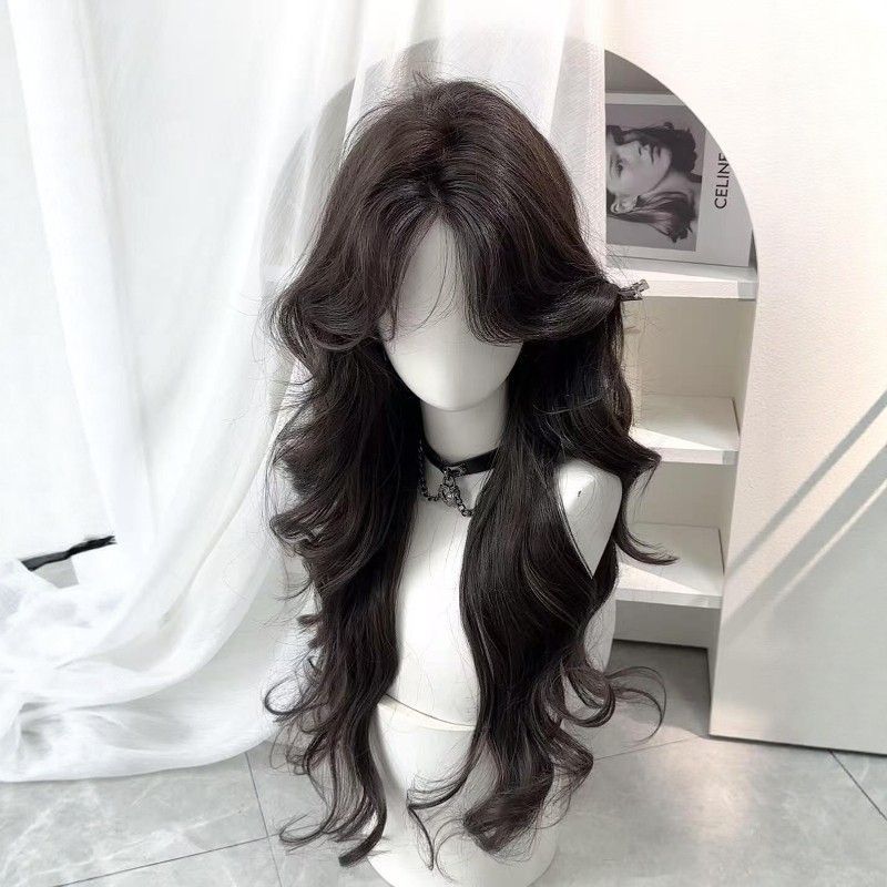 Adult Lady Like Woman Mid-length Black Curly Hair Big Wave Wig Long Curls