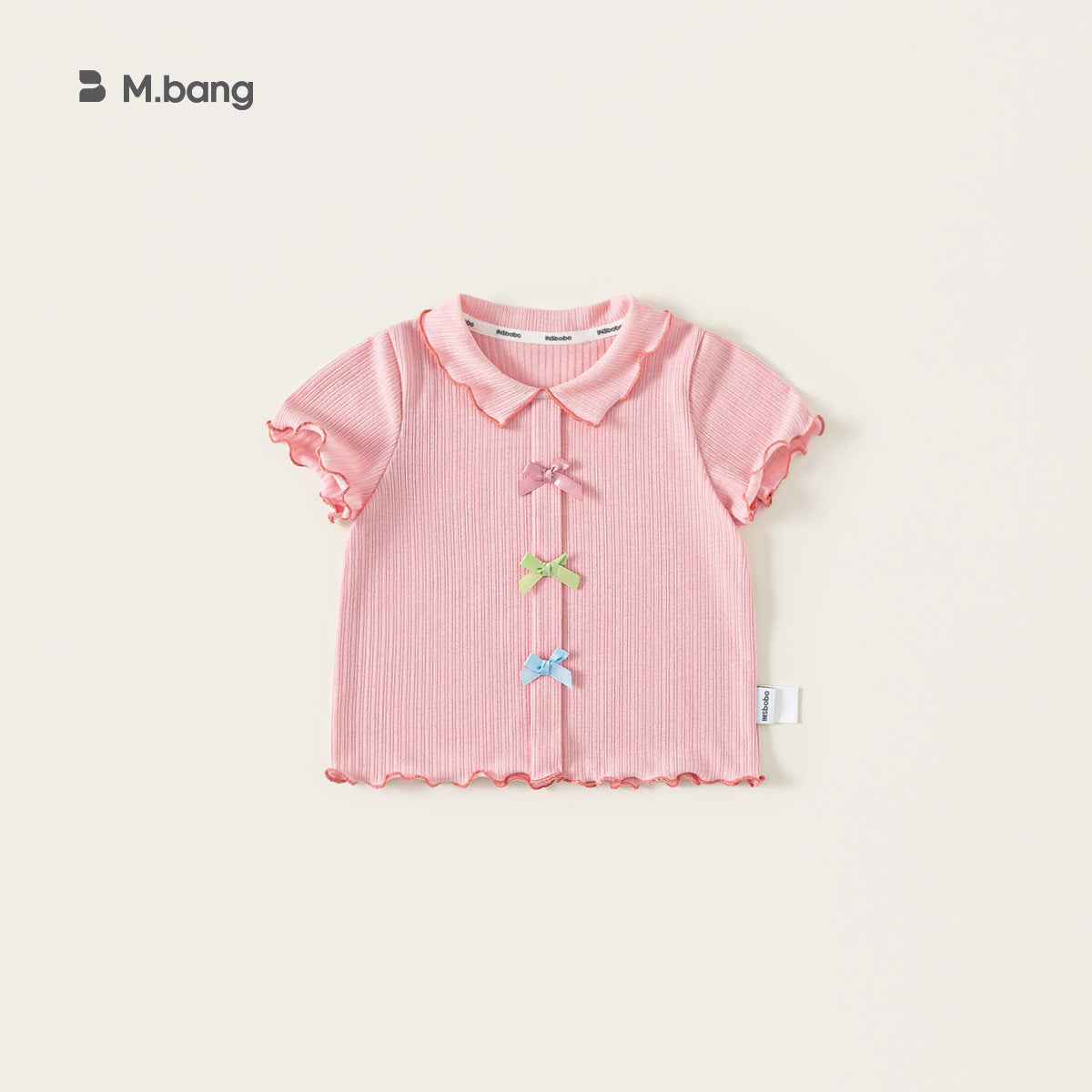 Children's Clothing Bowknot Summer Clothes Wooden Ear Sweet Style Short Sleeve Children's T-shirt