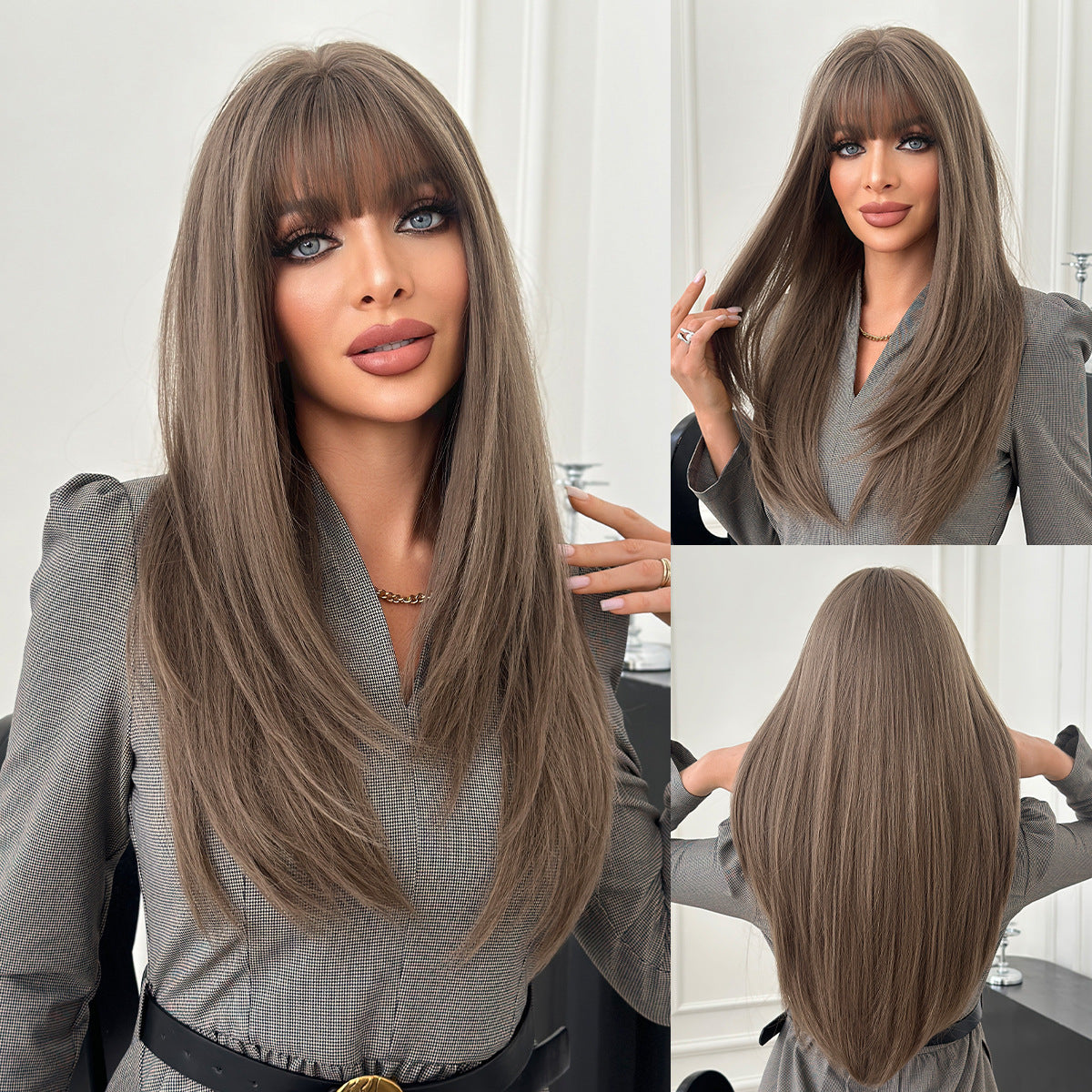 Women's Natural Hair High-level Artificial Hairstyle Bangs Long Straight Wig
