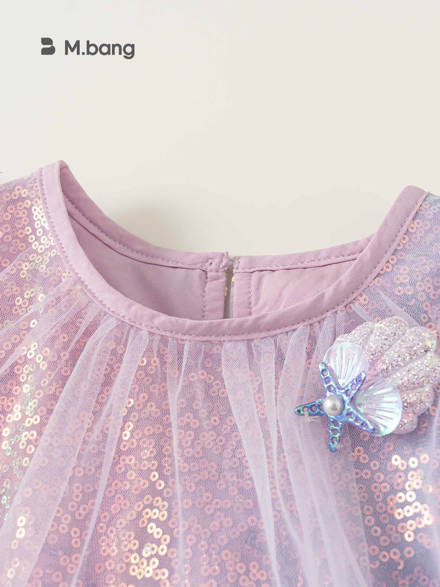 Children's Clothing Skirts Summer Purple Sequin Gauze Little Children's Dress