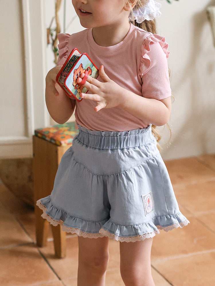 Strawberry Shan Western Style Lace Printing Children's Pants