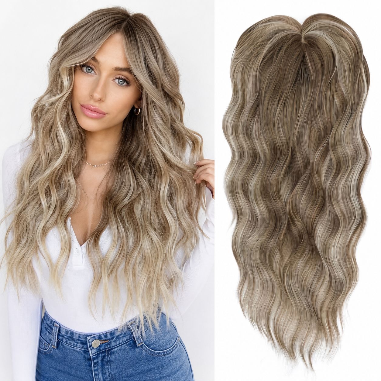 Women's Hairpiece Chemical Fiber Long Curly Hair Gradient Golden Wig