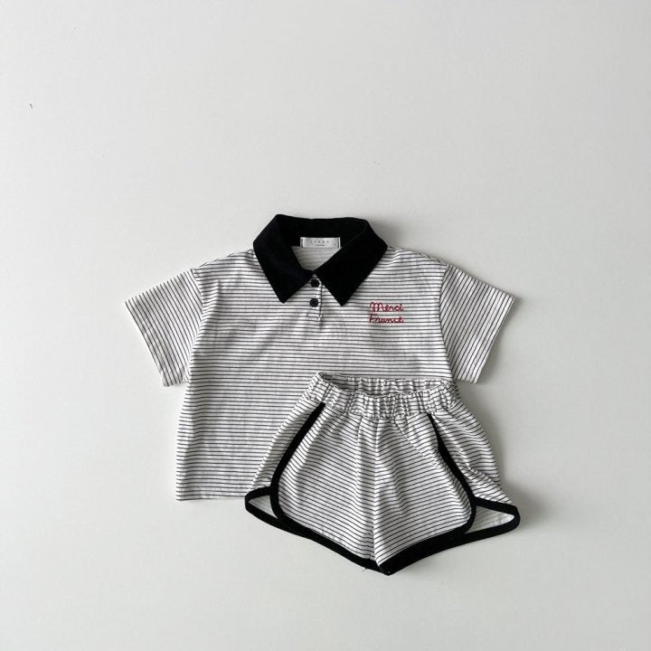 Children's Summer Clothing Korean Set Striped Shirt Short Sleeve Children's Suit