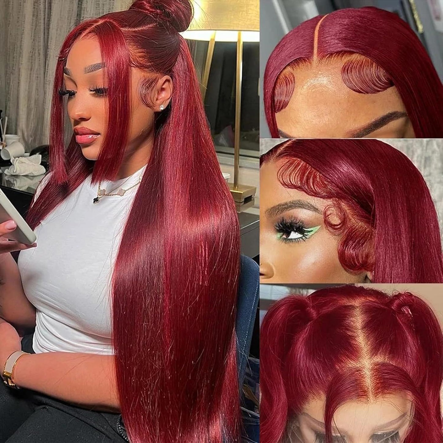 Style Front Lace Hair Chemical Fiber White Side Long Straight Wig