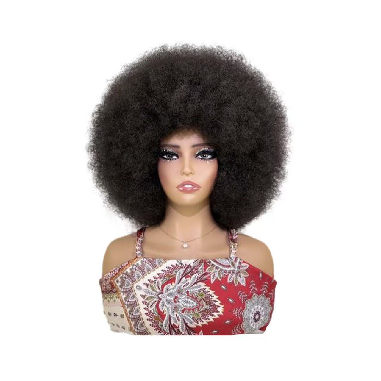 Afro Black African Wigs With Small Head Cover Fluffy Wig Short Curly Hair