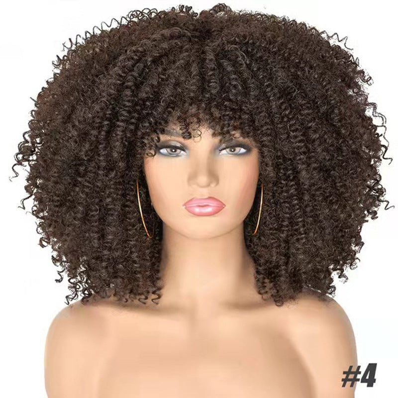 Women's Chemical Fiber African Small Volume Afro Wig Short Curly Hair