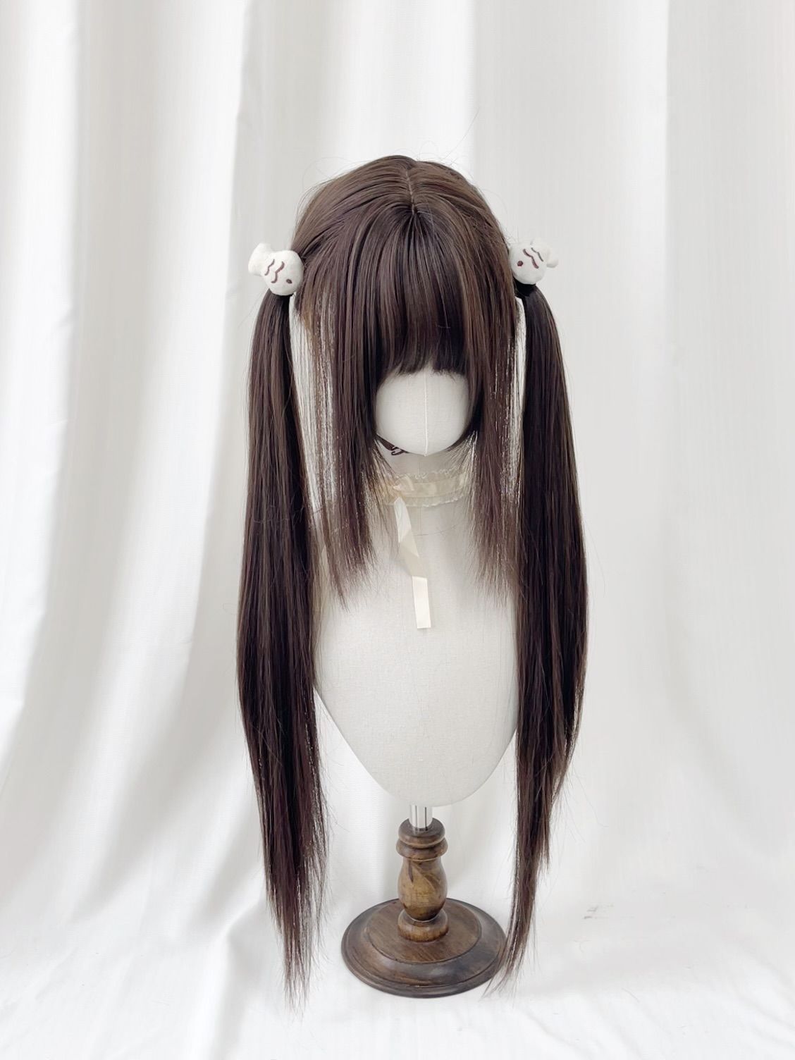 Rebel Honey Female Double Ponytail Daily Curly Hair Can Long Straight Wig
