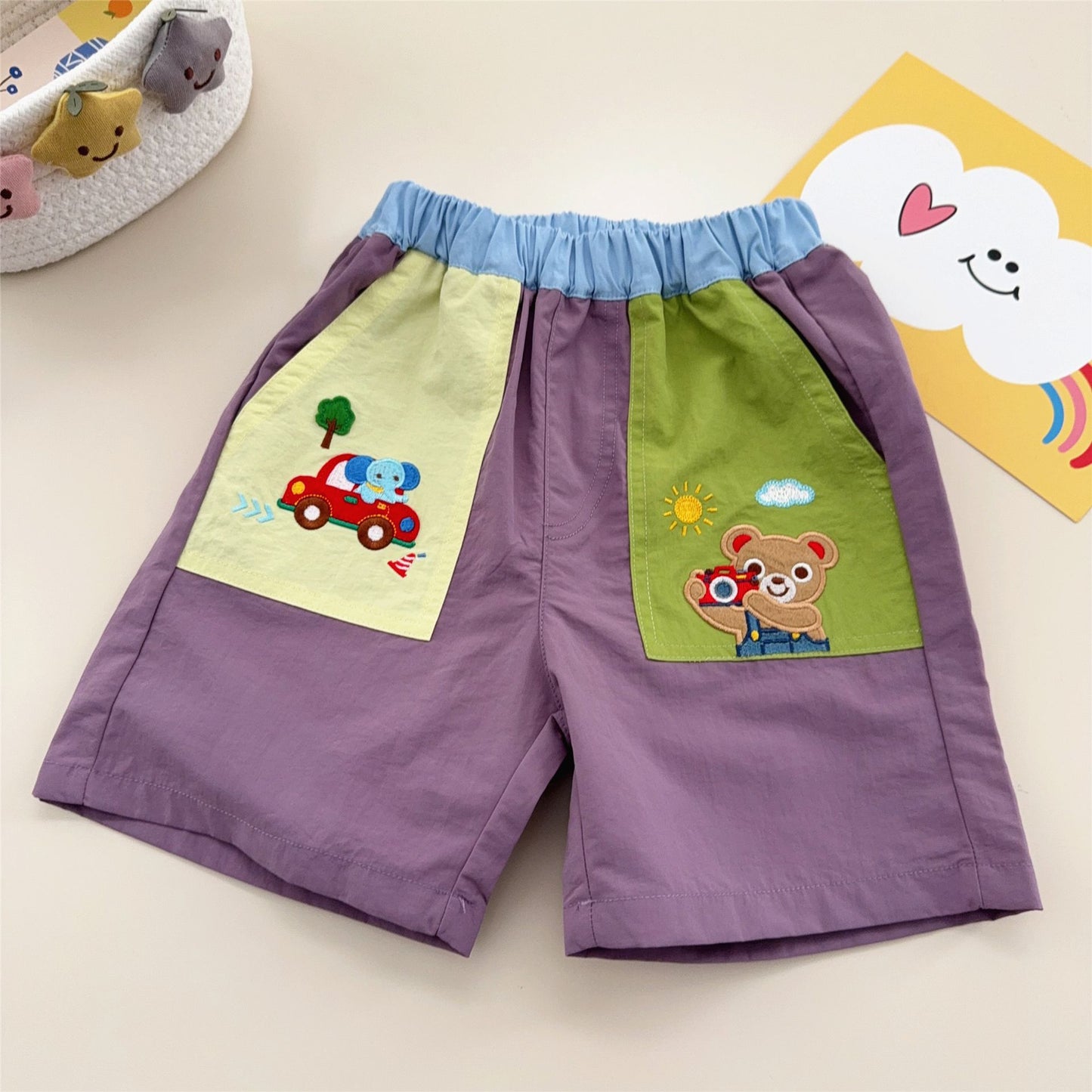 Boys Pocket Summer Cartoon Taking Picture Children's Pants