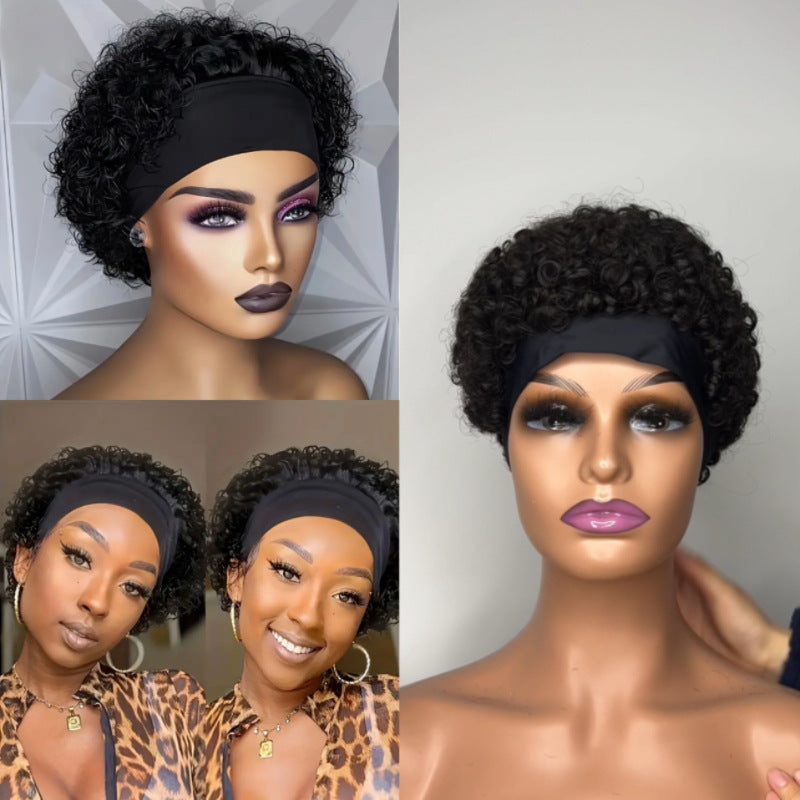 Women's Ice Silk Human Elf Short Lace Real Hair Wig