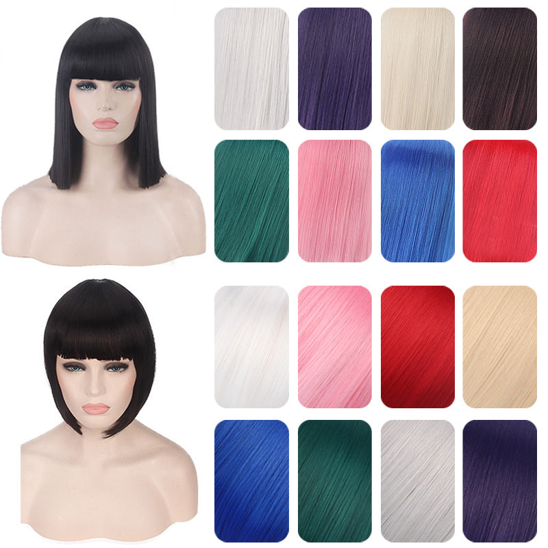 Women's Daily Color Sheath Short Shoulder Straight Cos Wig