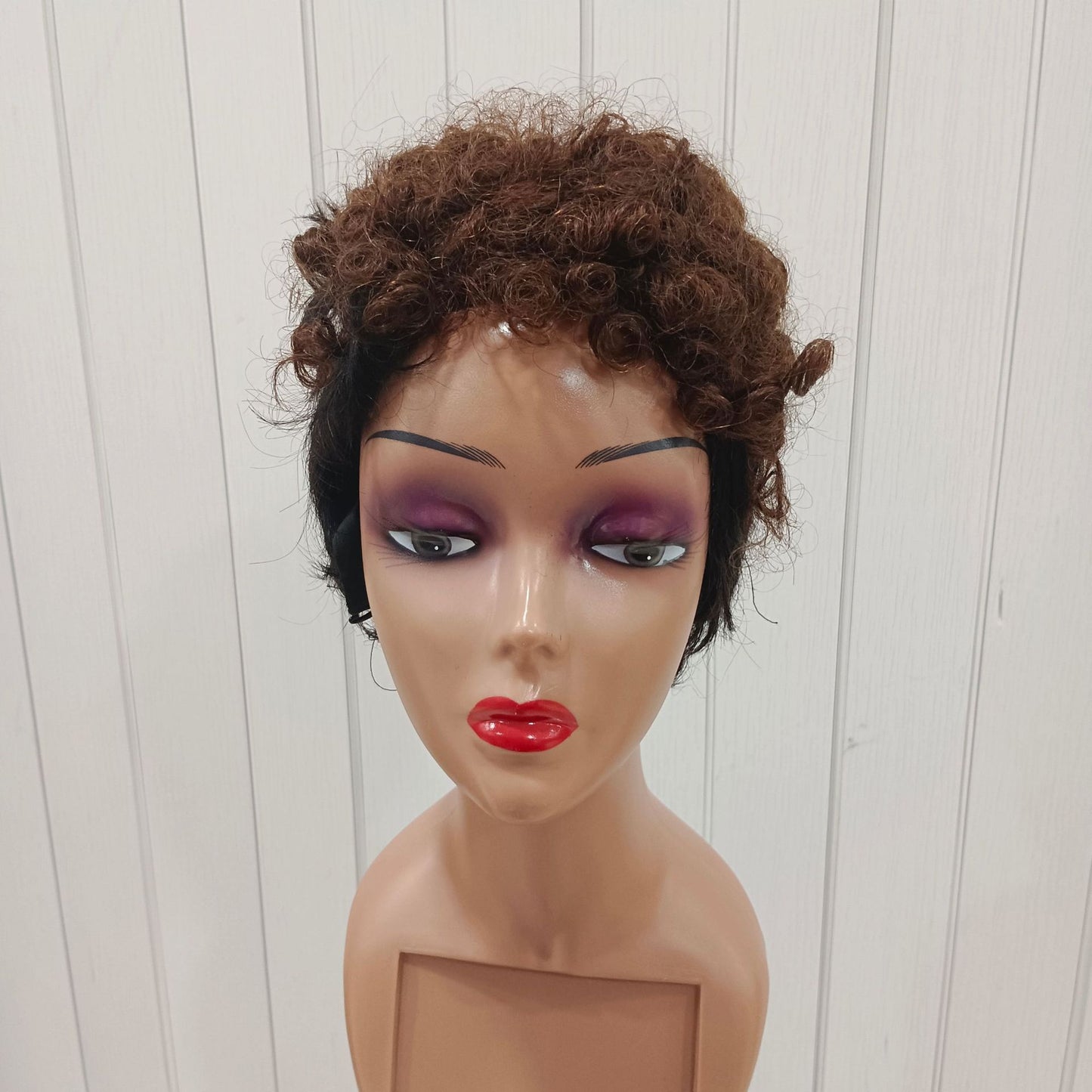 Creative Human Short Curly Brazilian Color Real Hair Wig