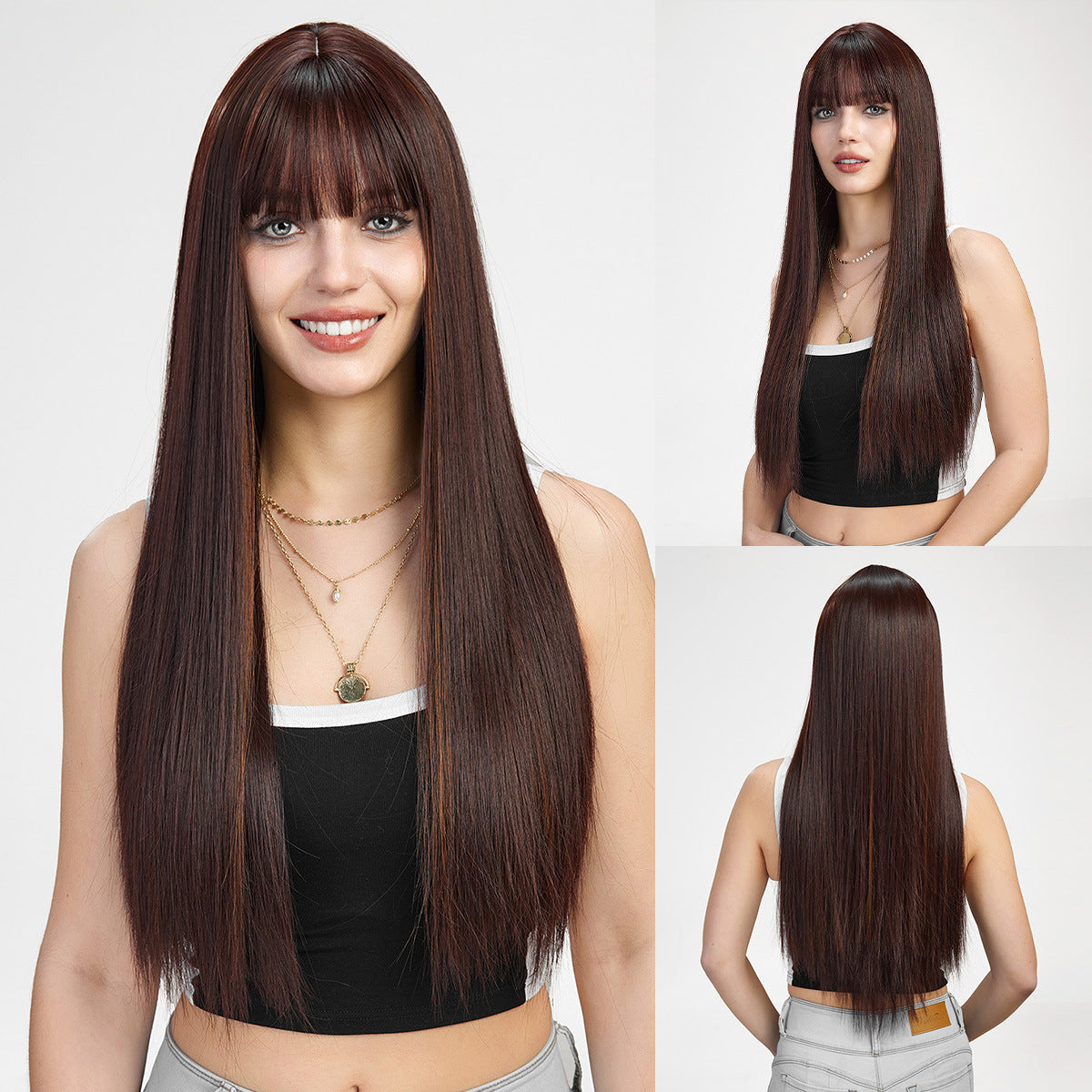Women's Hair Fashion Hairstyle Lady Fluffy Natural Long Straight Wig