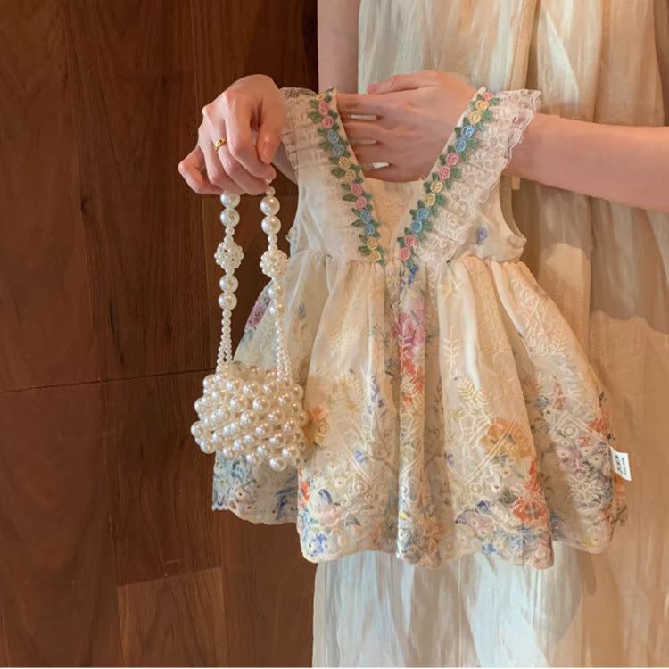 Summer French Style Floral Slip Little Island Vacation Children's Dress