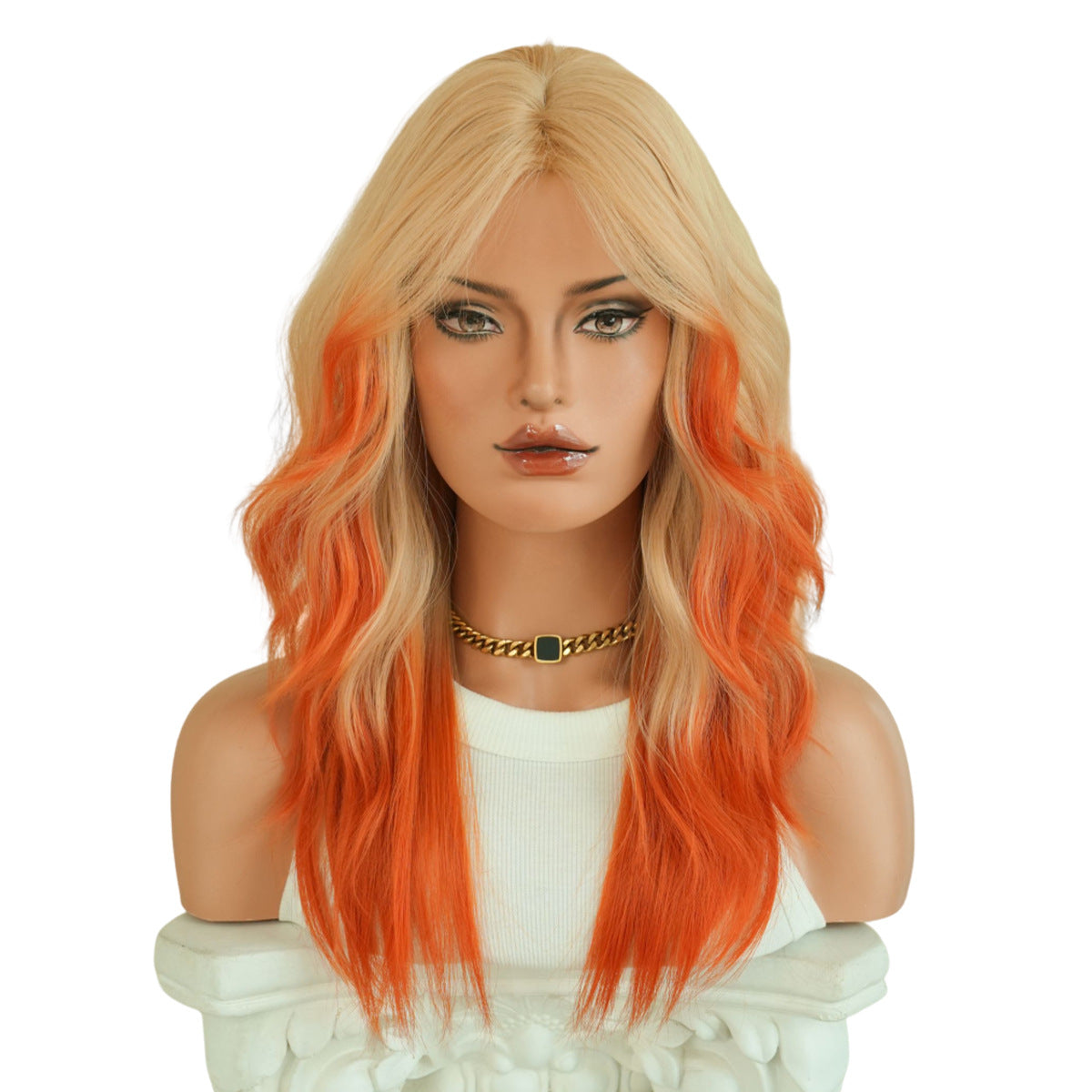 Wavy Orange Female Bangs Food For Halloween Wig Short Curly Hair
