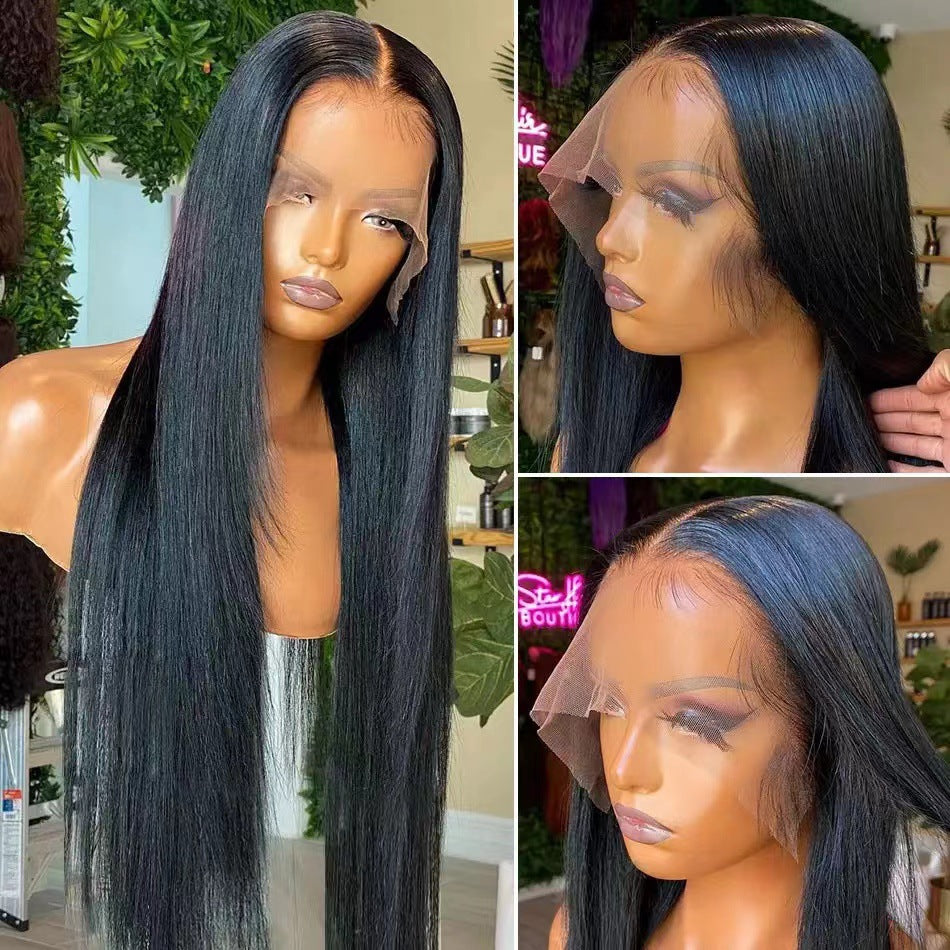 Women's Front Lace High Temperature Hair Fiber Mid-length Long Straight Wig