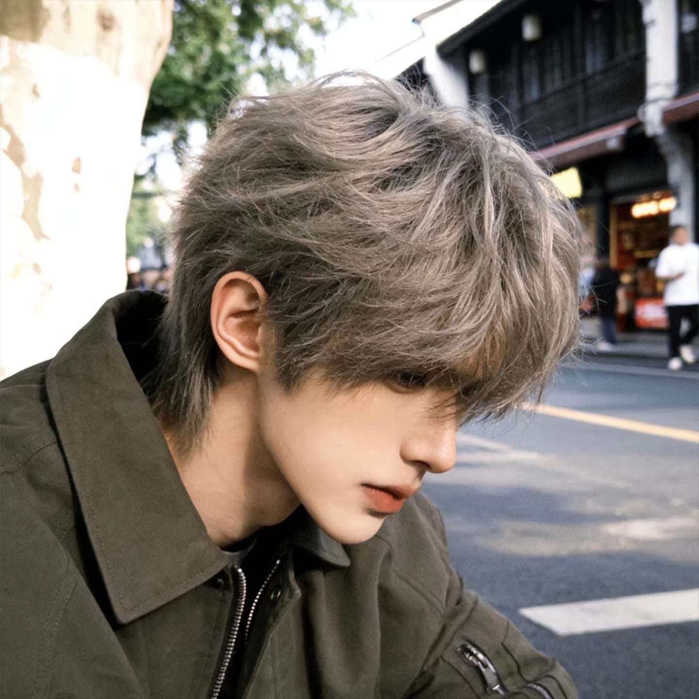 Men's Daily Short Straight Hair Less Fluffy Differential Broken Cover Comfortable Men's Wig
