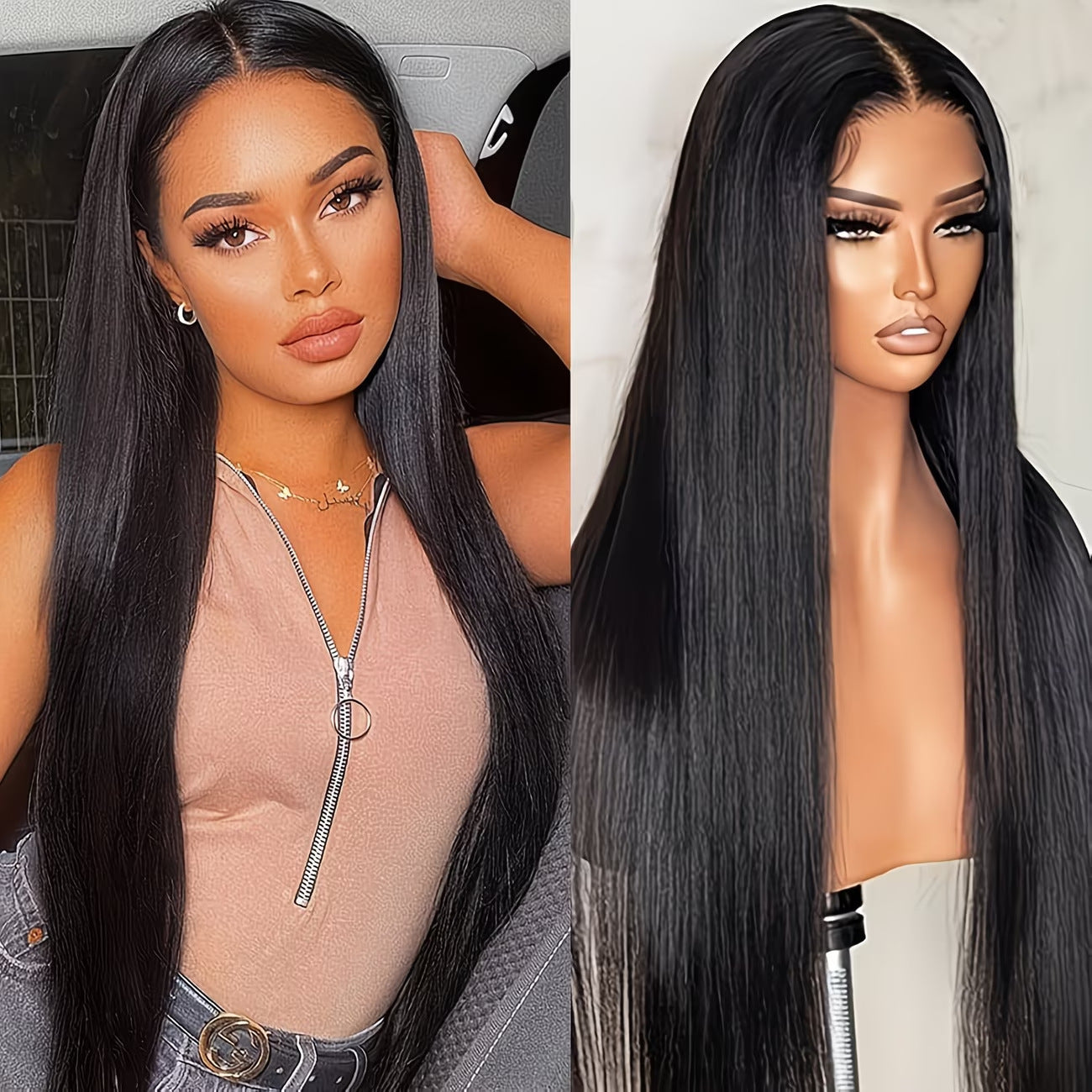 Shape Universal Simulation Scalp Top Rose Long Straight Wig
