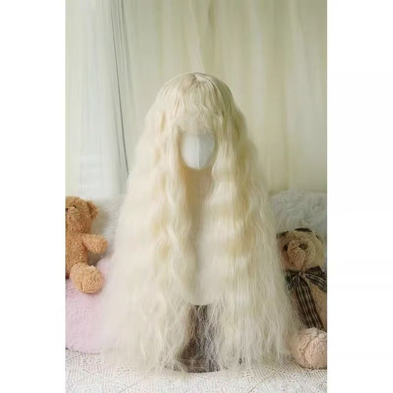 Style Pastoral Small Linen Gold Black Brown Wig Long Curls