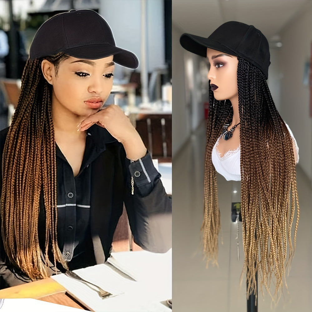 African Black Dreadlocks Hat Hand-woven Braid Wig Long Curls