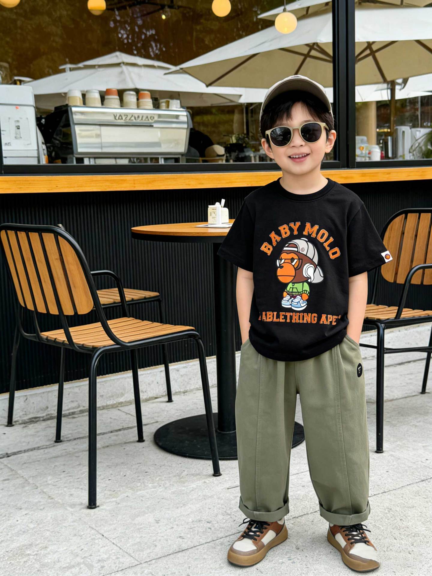 Children's Cartoon Fashion Letter Printing Versatile Casual Korean Style Loose Short Children's T-shirt
