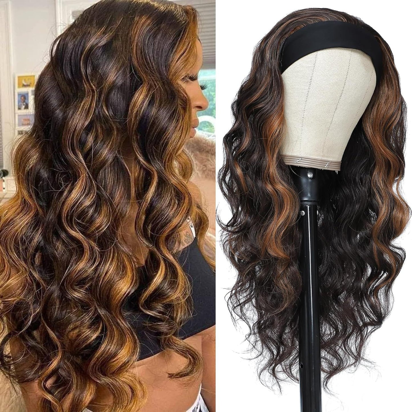Silk Hair Band Fluffy Big Wave Curly Chemical Wig Long Curls
