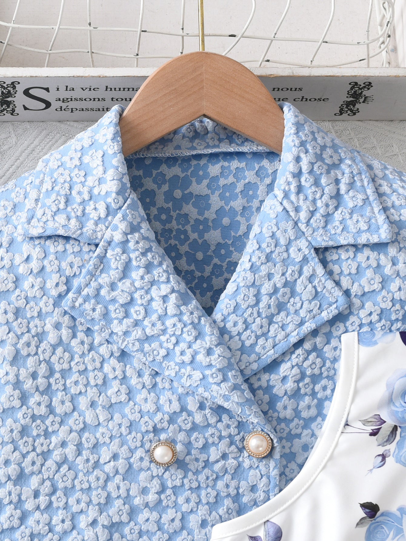 Floral Coat Rose Printed Mesh Princess Children's Suit