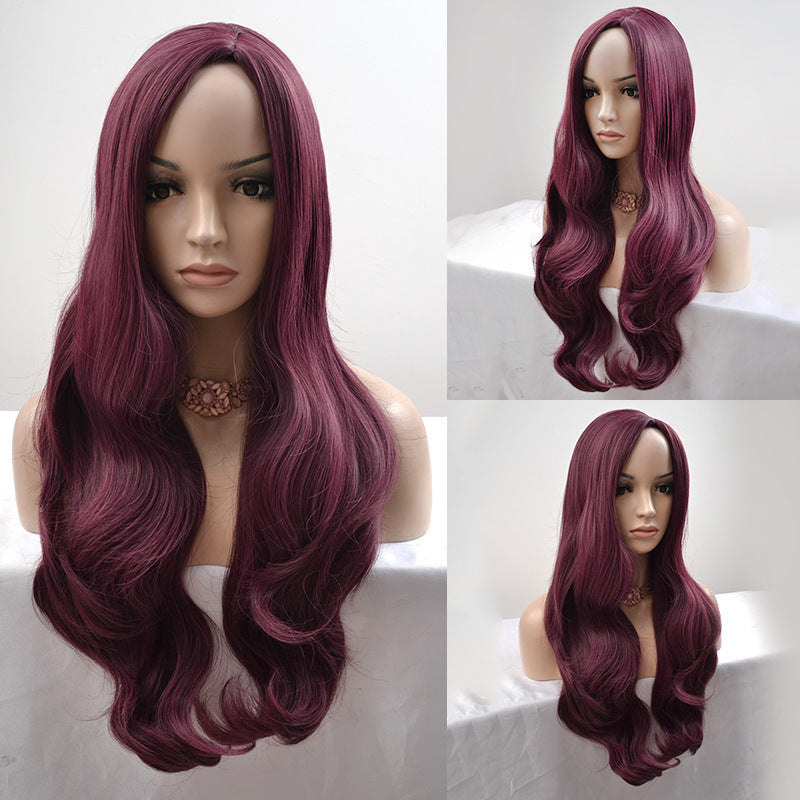 Curly Hair Fluffy Big Wave Temperament Face Repair Fiber Colorful Wig Long Curls
