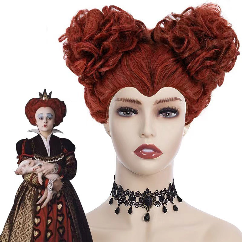 Cool Witch Also Crazy Red Queen Wig Short Curly Hair