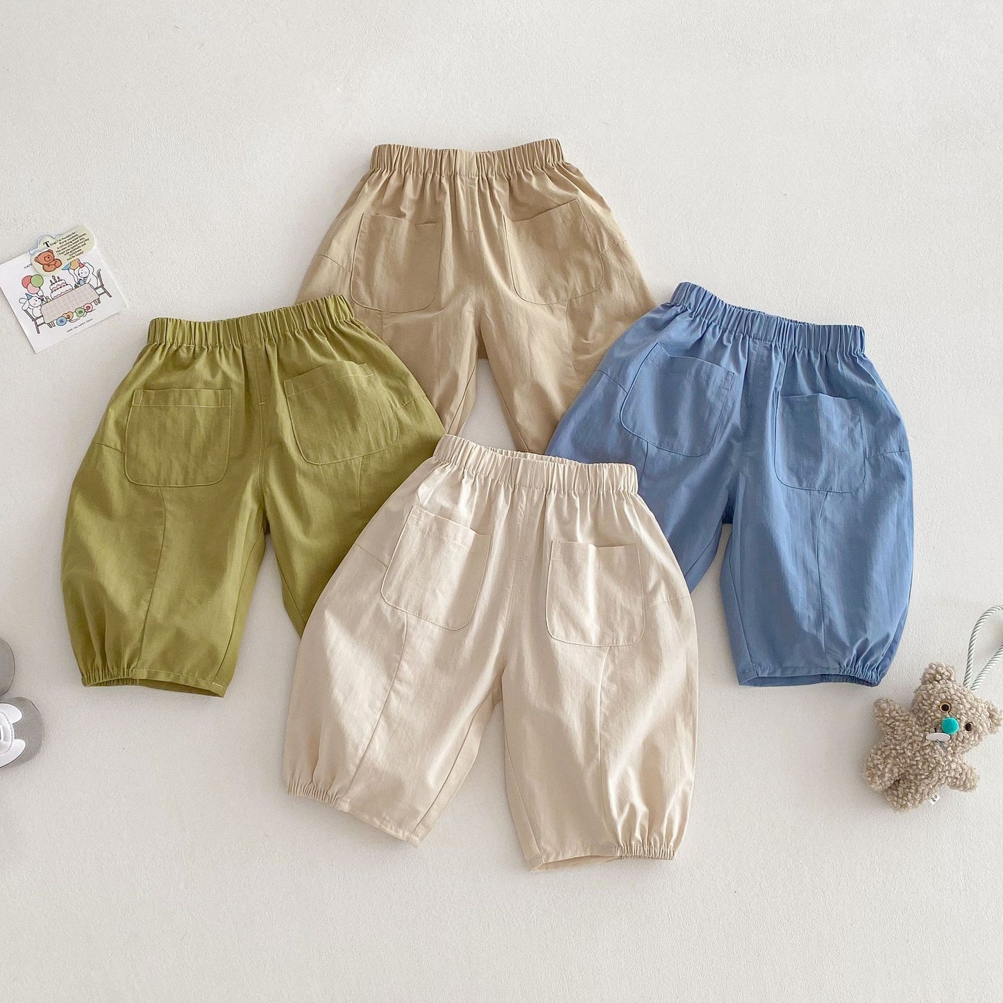 Children's Solid Color Small Left Right Summer Boys Children's Pants