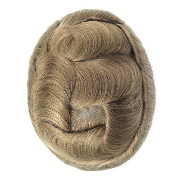 Men's Leather Hand Crochet V Needle Hairpiece Men's Wig