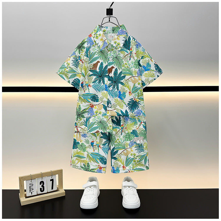 Children's Summer Casual Short Sleeve Shirt Outfit Trendy Loose Clothing Children's Suit