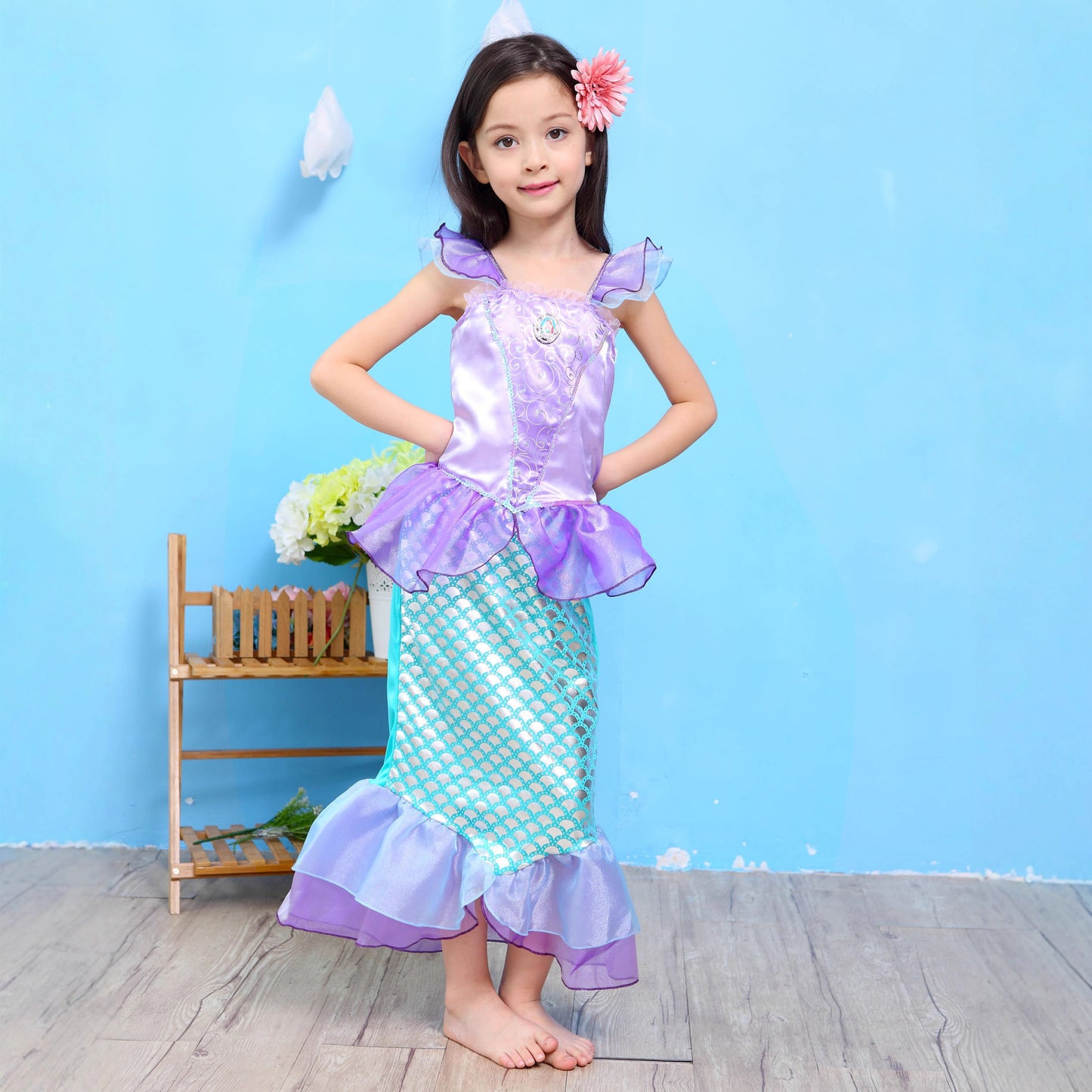 Children's Mermaid Shirt Clothing Princess Halloween Skirt Children's Dress