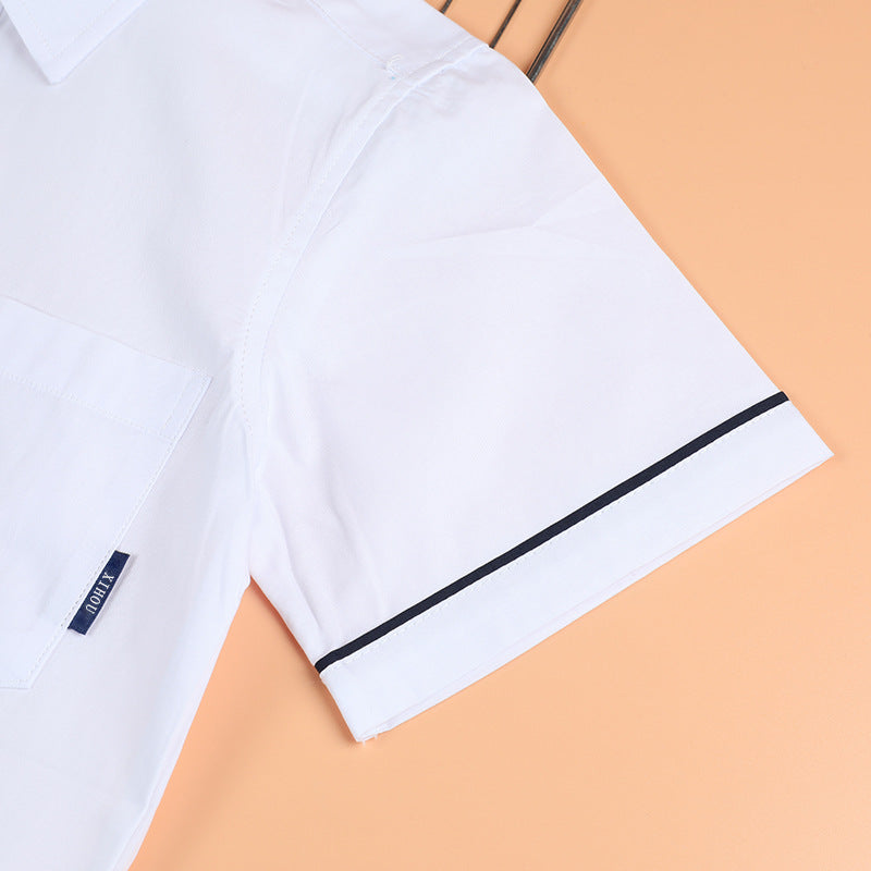 Children's Thin Middle Big Pocket Cuff Black Children's Shirt