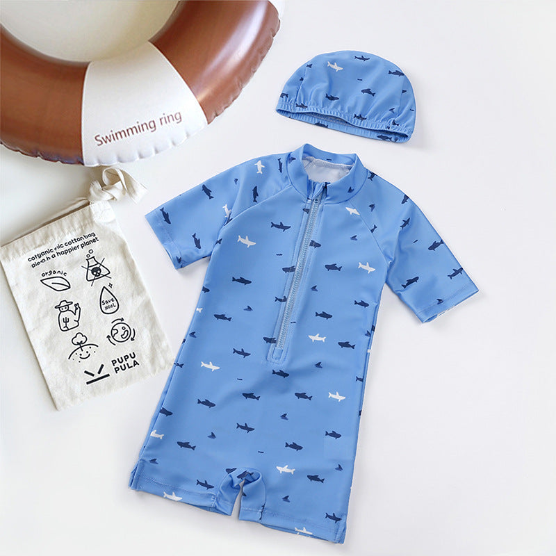 Children's Swimsuit Sunscreen For Boys Seaside Beach One Jumpsuit, Climbing Suit