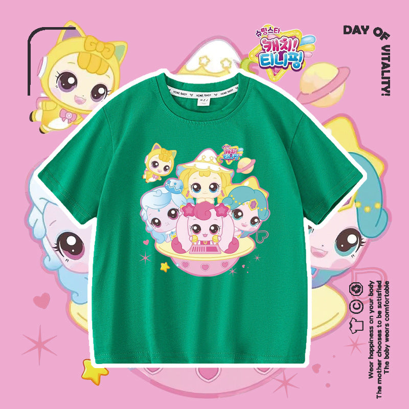 Wonderful Love Cute Short Sleeve Summer Fashionable Round Neck Cotton Children's T-shirt