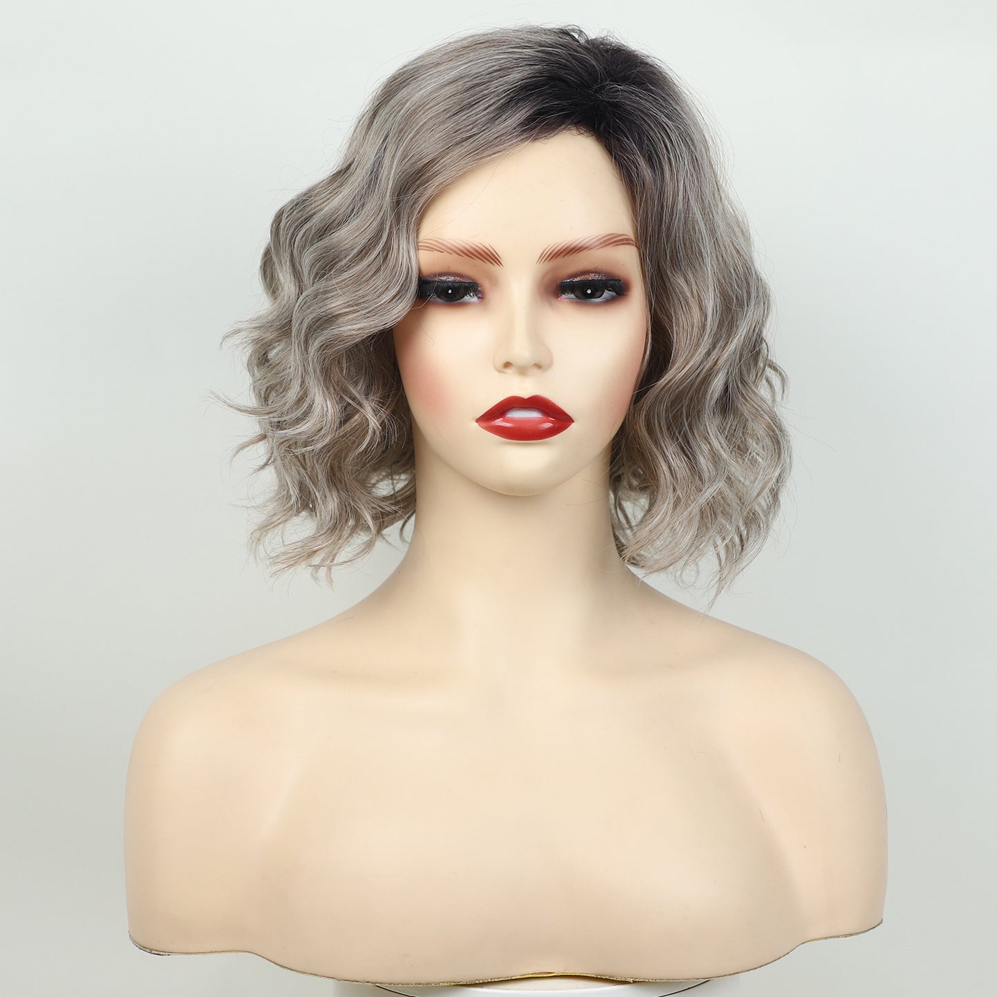 Cool Women's Dyed Mid-length Curly Hair Wig Long Curls
