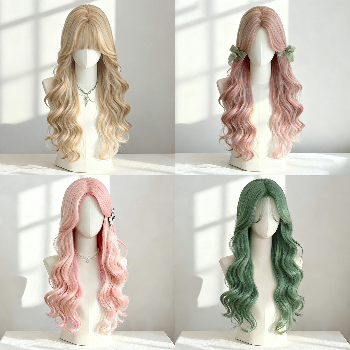 Natural Fluffy Fashion Seamless Mid-length Bangs Big Wave Wig Long Curls