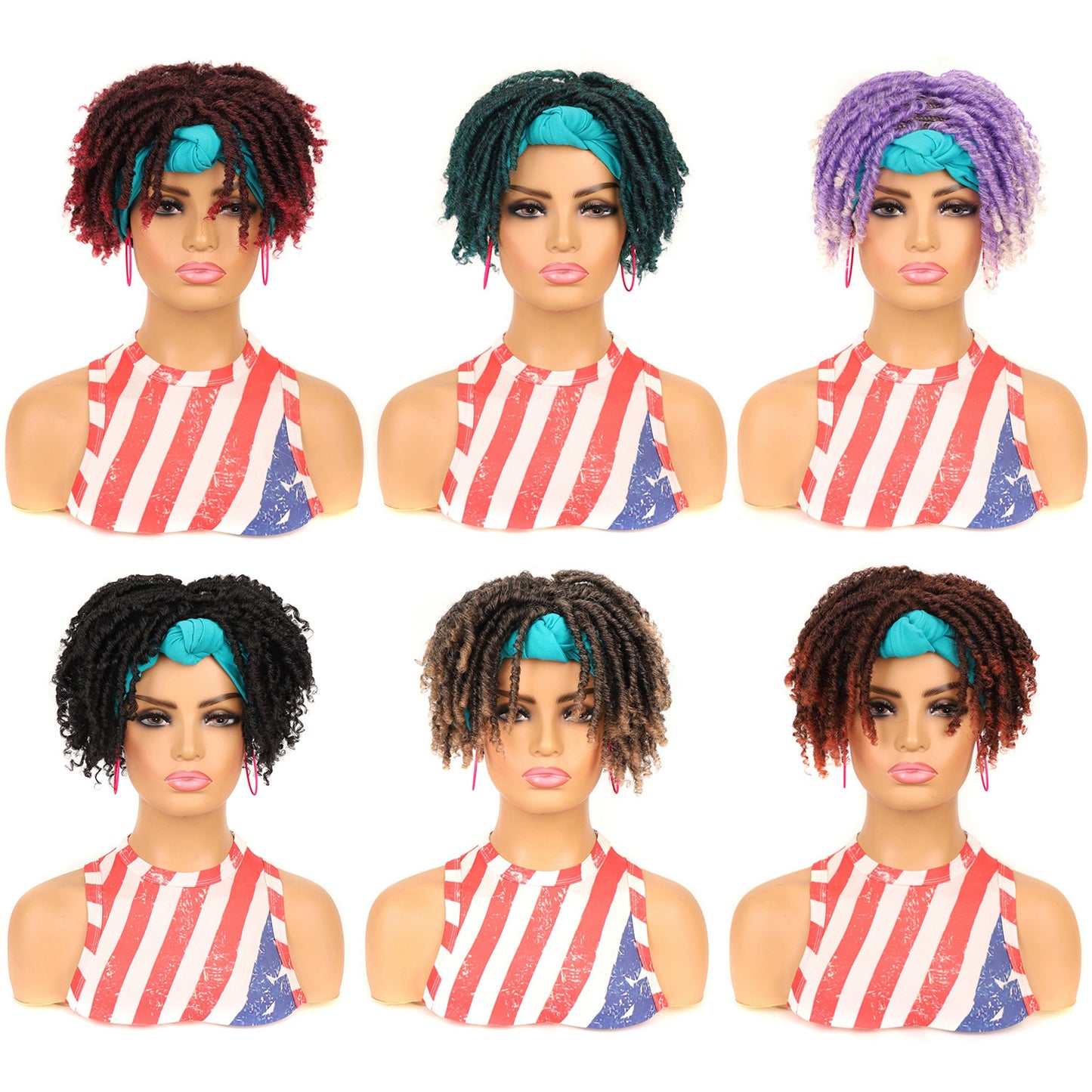 Turban Head Sleeve Curved Cover African Wig Short Curly Hair