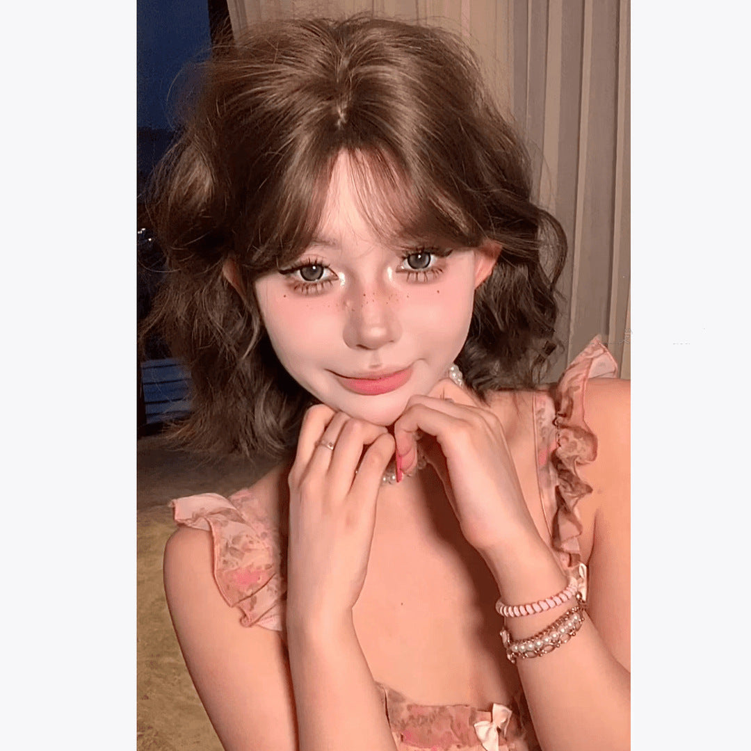 Roll Several Words Bangs Summer Natural Wig Short Curly Hair