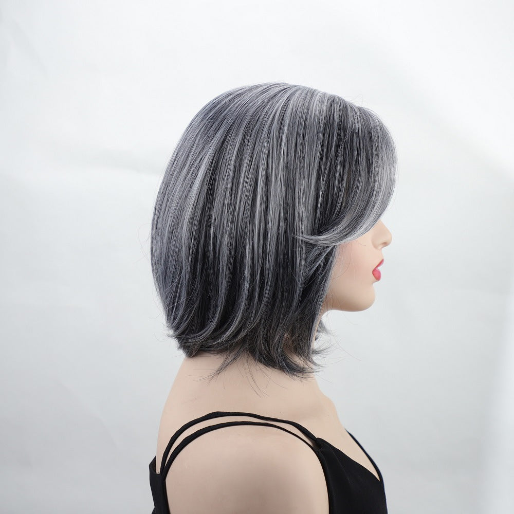 Pretty Female Bangs Chemical Fiber Sheath Wig Short Straight Hair