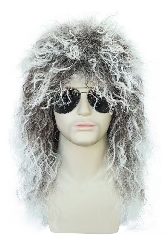 Women's Blonde Rock Roll Anchovy Charm Punk Wig Long Curls