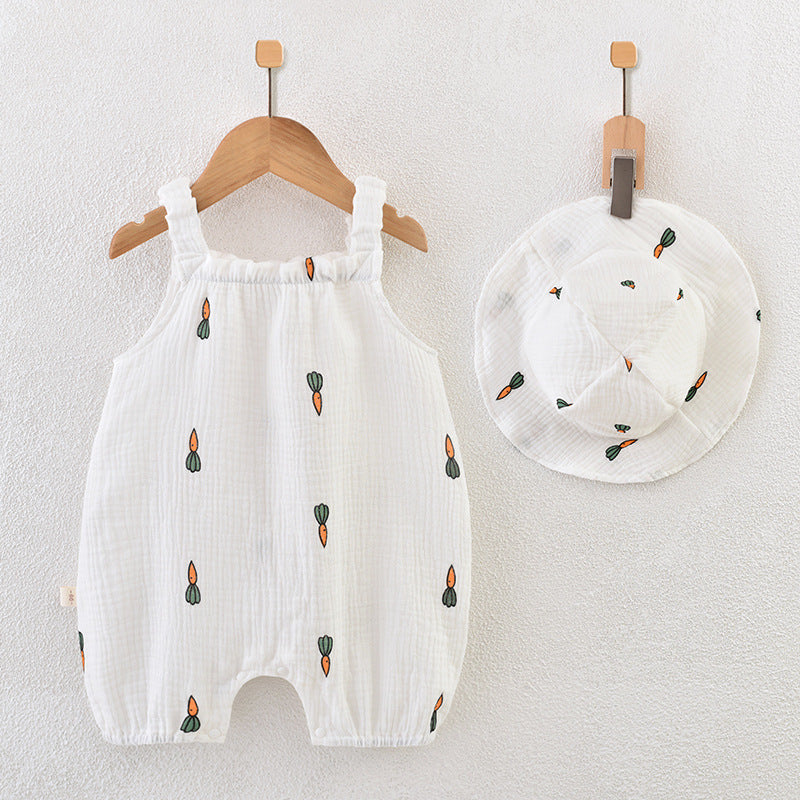 Pure Cotton Yarn Cloth Summer Thin Romper Clothes Breathable Born Jumpsuit, Climbing Suit