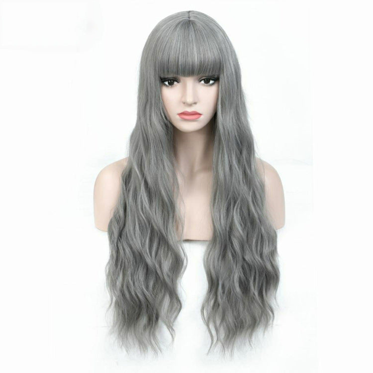 Bangs Big Wave Head Cover Rose Net Chemical Wig Long Curls