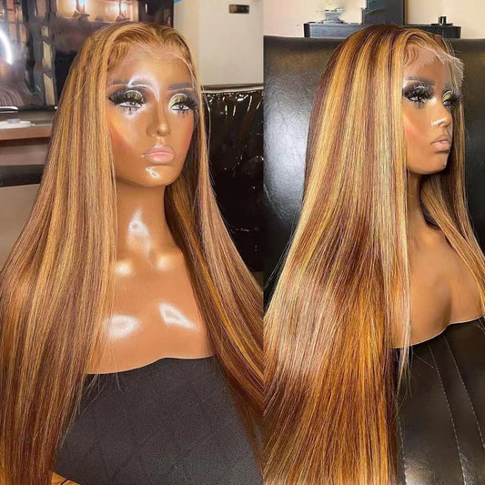 Women's Front Lace Small Sheath Hair Head Long Straight Wig