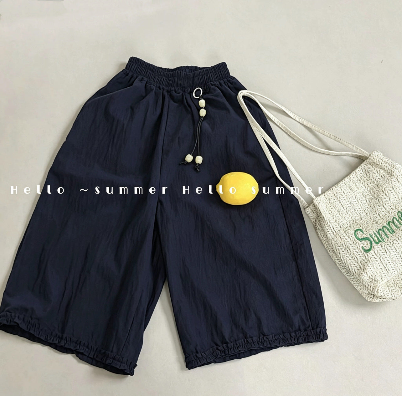 Children's Summer Solid Color Medium Big Korean Lace Children's Pants